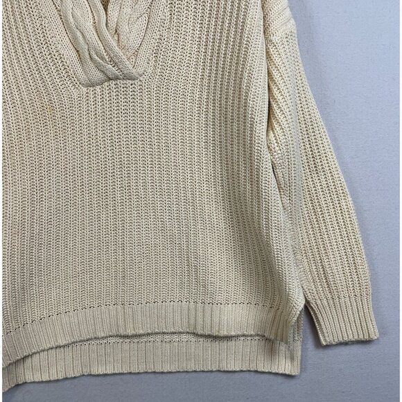 LRL Ralph Lauren Womens Cable Knit Fisherman Sweater Size Large Cream Cotton - Picture 6 of 9